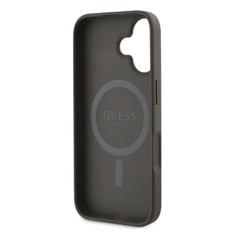 Guess 4G Ring Classic Logo MagSafe - pouzdro pro iPhone 16 Plus (hnědé)