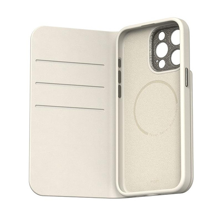 Moshi Overture MagSafe - Leather 3-in-1 flip case for iPhone 15 Pro Max (Eggnog White)