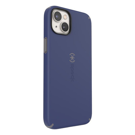 Speck CandyShell Pro + MagSafe - Coque pour iPhone 14 Plus avec revêtement MICROBAN (Bleu Prusse / Gris Nuageux)