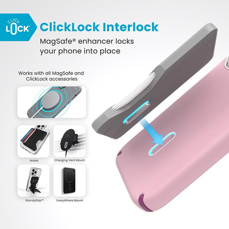 Speck Presidio2 Pro ClickLock & MagSafe - iPhone 16 Pro Case (Wednesday Pink / Boysenberry Purple / White)