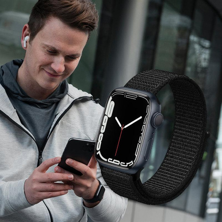 Crong Nylon Reflex - Sportovní řemínek pro Apple Watch 42/44/45/49 mm (černý)