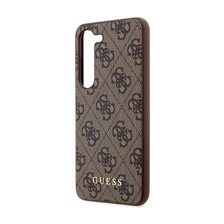 Guess 4G Metal Gold Logo - pouzdro pro Samsung Galaxy S24+ (hnědé)