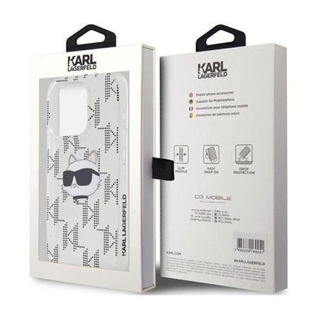 Karl Lagerfeld IML Choupette Head & Monogram - iPhone 15 Pro Tasche (Transparent)