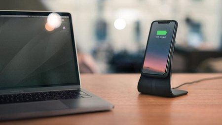 XVIDA (POWER 2) Wireless Charging Desk Stand - Qi 7.5W induktives Ladegerät für den Schreibtisch, Aluminium (schwarz)