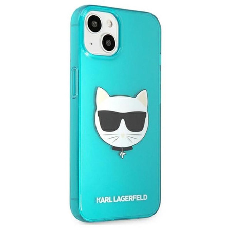 Karl Lagerfeld Choupette Head - Etui pour iPhone 13 mini (bleu fluo)