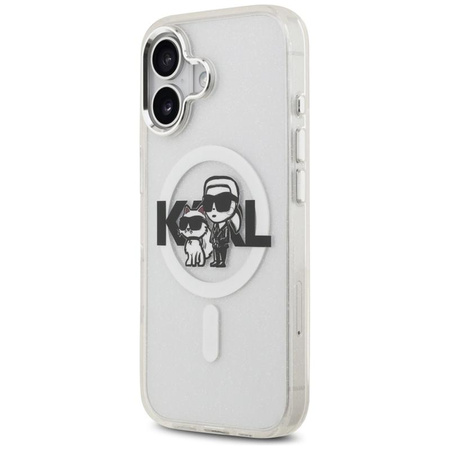 Karl Lagerfeld IML Glitter Karl & Choupette Sketch Logo MagSafe - Case for iPhone 17 (transparent)
