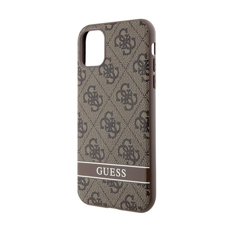 Guess 4G Printed Stripe - Coque iPhone 11 / iPhone XR (marron)