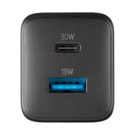 Cellularline Multipower Micro GaN - USB-C és USB-A Power Delivery 30W-os hálózati töltő (fekete)