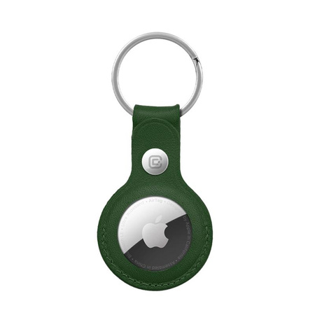 Crong Leather Case with Key Ring - Étui de protection en cuir avec porte-clés pour Apple AirTag (vert)