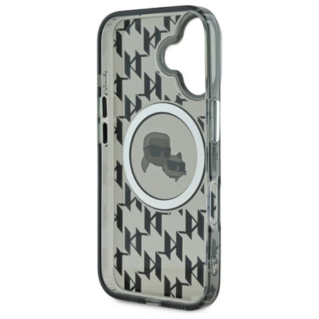 Karl Lagerfeld IML Monogram Karl & Choupette Head MagSafe - Pouzdro pro iPhone 16 (černé)