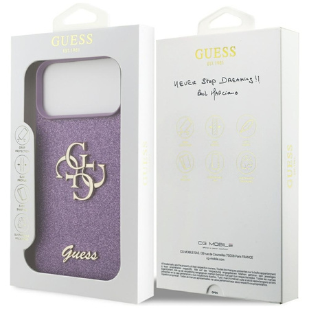 ETUI DO IPHONE 17 PRO MAX GUESS ORYGINALNE FIOLETOWE BROKATOWE MODNE CASE