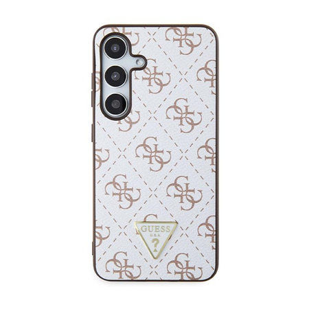 Guess 4G Triangle Metal Logo - pouzdro pro Samsung Galaxy S24 (bílé)