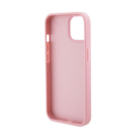 Guess Leder 4G gestempelt - iPhone 15 Tasche (rosa)