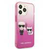 Karl Lagerfeld Farbverlauf Ikonik Karl & Choupette - iPhone 13 Pro Tasche (rosa)