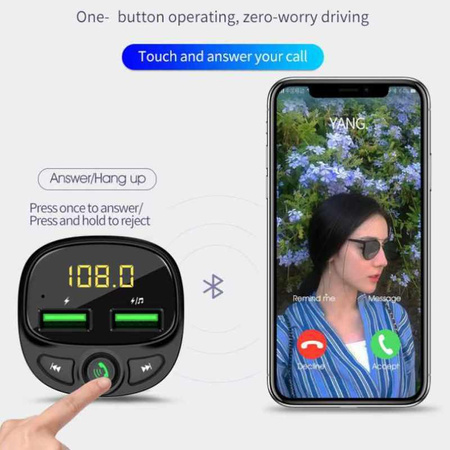Transmiter FM z Obsługą MicroSD 2x USB A + Ładowarka Samochodowa 17W WEKOME