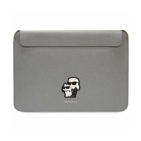 Karl Lagerfeld NFT Saffiano Karl & Choupette Sleeve - pouzdro na 14" notebook (stříbrné)