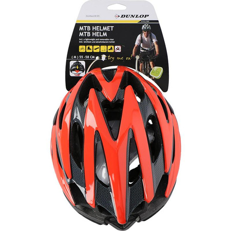 Dunlop - MTB adjustable bicycle helmet r. M 55-58 cm (red-black)