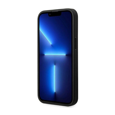 BMW Leather Carbon Blue Line - Case for iPhone 14 Pro (Black)