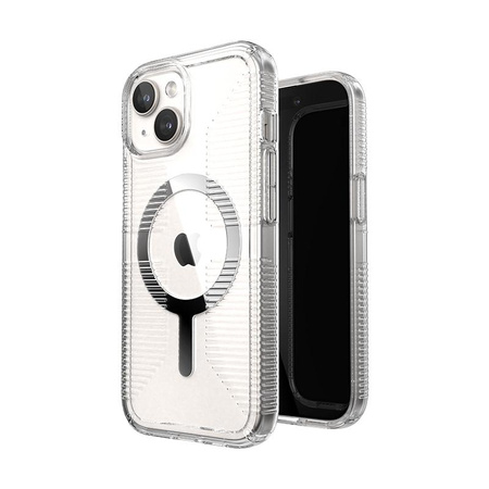 Speck Gemshell Grip + MagSafe - Coque pour iPhone 16e / iPhone 15 / iPhone 14 / iPhone 13 (Transparent / Finition Chrome)