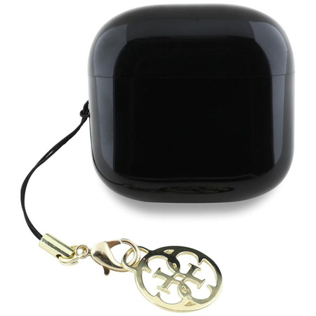 Guess fényes hatású nyomtatott klasszikus logó és báj - TWS Bluetooth fejhallgató + töltőtáska (fekete)