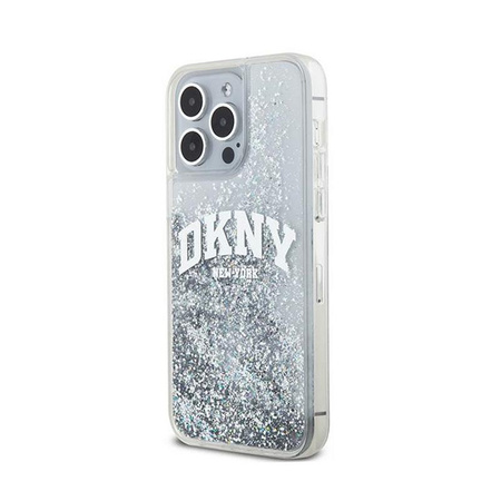 DKNY Liquid Glitter Big Logo - Coque iPhone 15 Pro (blanc)