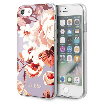 Guess Flower Shiny Collection N2 - Coque iPhone SE 2020 / 8 / 7 (Lilas)