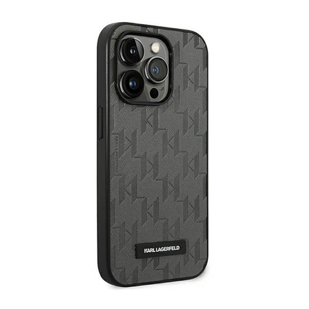 Karl Lagerfeld Saffiano Mono Metall Logo - iPhone 14 Pro Tasche (grau)