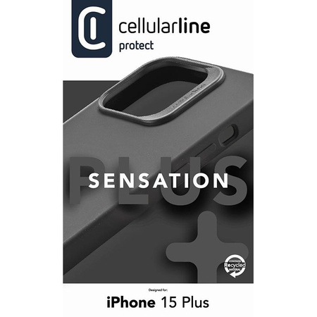 Cellularline Sensation Plus - pouzdro pro iPhone 15 Plus s povrchovou úpravou MICROBAN (černé)