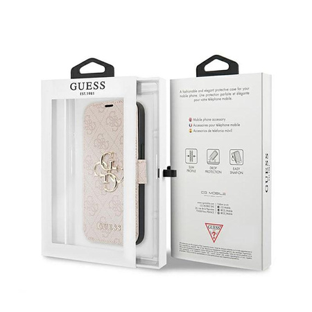 Guess Booktype 4G Big Metal Logo - pouzdro pro iPhone 13 Pro Max (růžové)