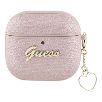 Guess Metallic Script Charm - Étui AirPods 4 (rose)