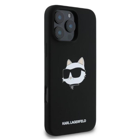 Karl Lagerfeld Silicone Choupette Head Print MagSafe – Pouzdro iPhone 16 Pro Max (černé)