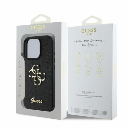Pouzdro Guess Fixed Glitter Big 4G - iPhone 16 Pro (černé)