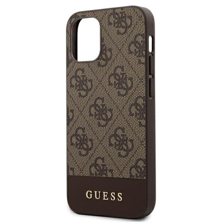 Guess 4G Bottom Stripe Collection - Etui iPhone 12 mini (brązowy)