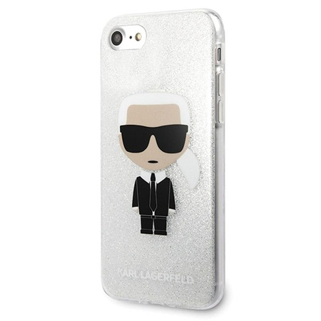 Karl Lagerfeld Iconic Karl - iPhone SE 2020 / 8 / 7 Tasche (Silber Glitter)