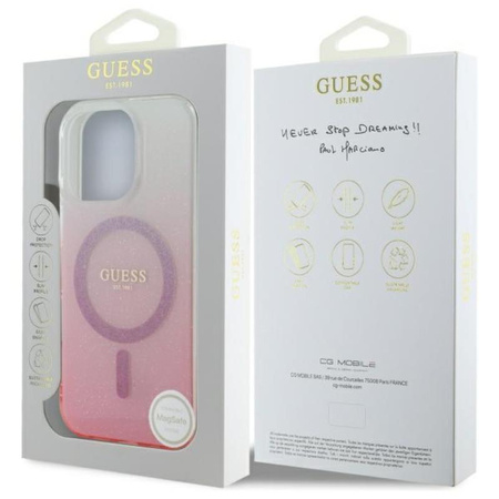 Pouzdro Guess IML Glitter Gradient MagSafe - iPhone 16 Pro (růžové)
