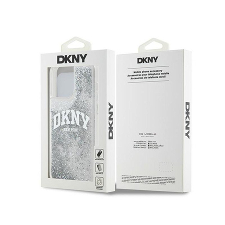 DKNY Liquid Glitter Big Logo - pouzdro pro iPhone 15 Pro Max (bílé)