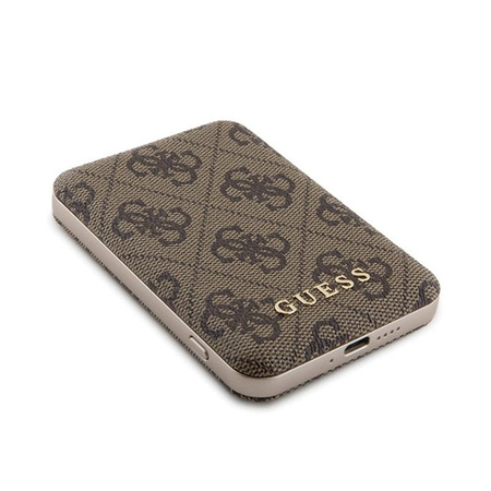 Guess Bundle Pack MagSafe 4G Metal Gold Logo - sada pouzdra + Power Bank 5000mAh MagSafe iPhone 15 Pro Max (hnědá)