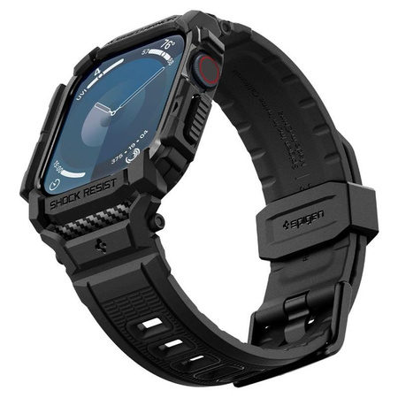 Spigen Rugged Armor Pro - Bracelet avec étui pour Apple Watch 10 46 mm (Noir mat)