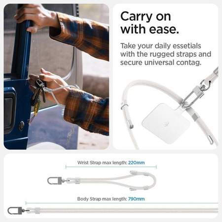 Spigen Universal Strap Set Crossbody & Wrist - Handytrageriemen für Schulter & Handgelenk (Pearl White)