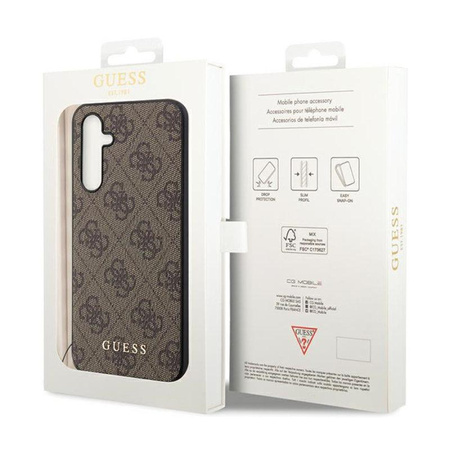 Kolekce Guess 4G Charms – pouzdro Samsung Galaxy S23 FE (hnědé)
