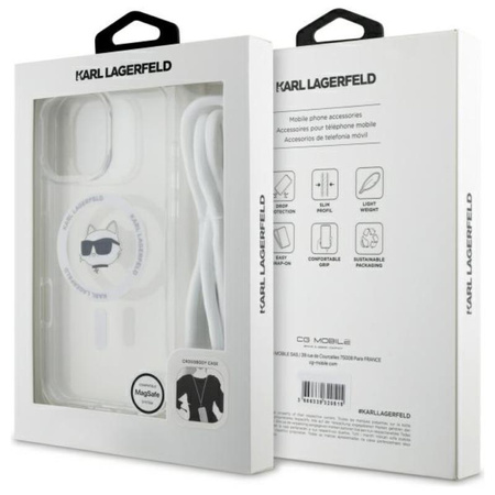 Karl Lagerfeld IML Choupette Head & Cord MagSafe - pouzdro pro iPhone 16 Pro (průhledné)