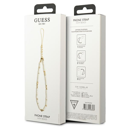 Guess Phone Strap Beads Heishi - pendentif téléphone 25 cm (blanc)