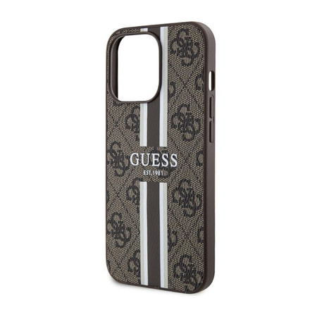 Guess 4G Printed Stripes MagSafe - pouzdro pro iPhone 13 Pro Max (hnědé)