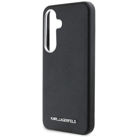 Karl Lagerfeld Saffiano Full Wrapped Elongated Metal Logo MagSafe - Samsung Galaxy S25 tok (fekete)