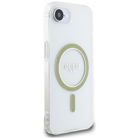 Guess IML Glitter Circle MagSafe - Pouzdro pro iPhone 16e (průhledné)