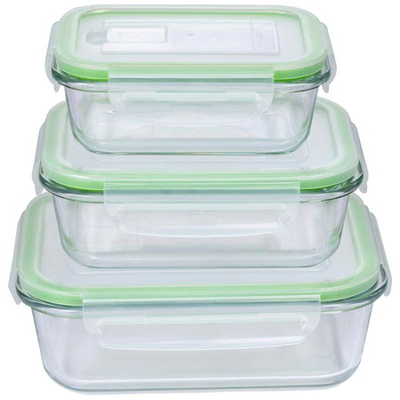 Alpina - Set aus drei Glasbehältern für Lebensmittel, Lunchbox