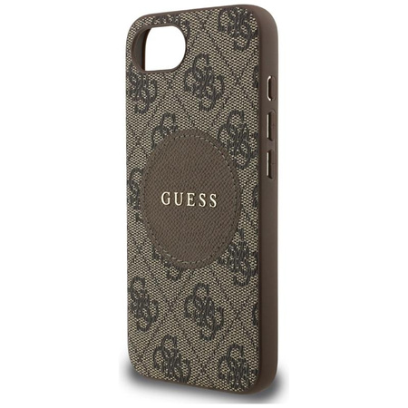 Guess 4G Circle Classic Logo MagSafe - pouzdro pro iPhone 16e (hnědé)