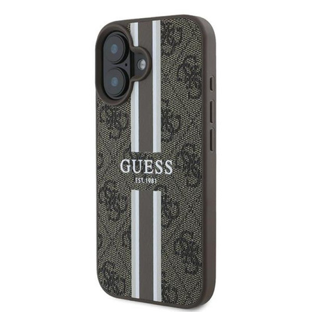 Guess 4G Printed Stripes MagSafe - pouzdro pro iPhone 16 Plus (hnědé)