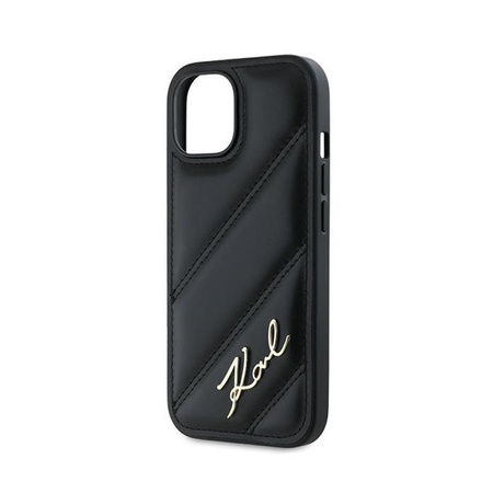 Karl Lagerfeld Diagonal Quilted Script - pouzdro pro iPhone 13 (černé)