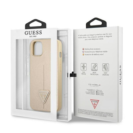 Guess Saffiano Triangle Logo Case - iPhone 14 Plus Case (beige)